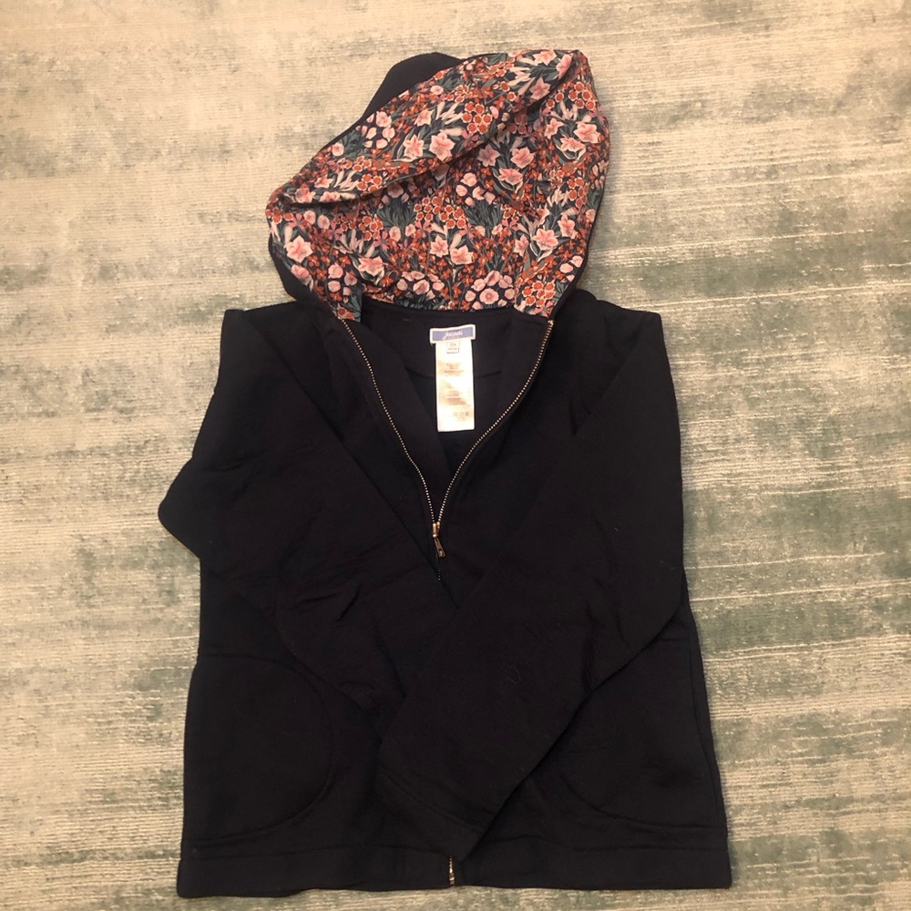 girls Jacadi hoodie with floral pattern in hood